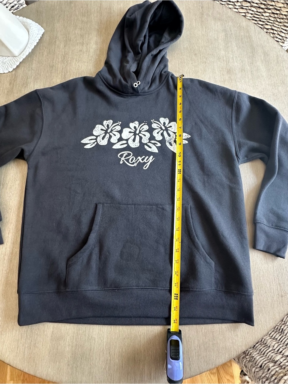 Roxy Black Hoodie with White Floral Logo M - Picture 6 of 7